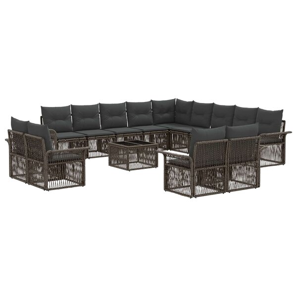 vidaXL Ensemble de canapé de jardin 14 Pièces Gris et Gris foncé