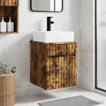 vidaXL Meuble-sèche avec évier mural Chêne fumé 39 x 41 x 62 5 cm