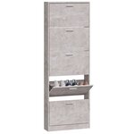 vidaXL Armoire à chaussures Gris béton 59x17x169 cm Bois d'ingénierie