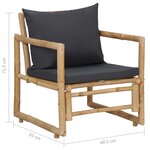 vidaXL Salon de jardin 4 Pièces avec coussins Bambou