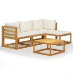 vidaXL Salon de jardin 5 Pièces avec coussins Bois d'acacia solide