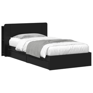 vidaXL Cadre de lit avec rangement Noir 75 x 190 cm Bois d'ingénierie