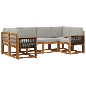 vidaXL Ensemble de canapés d'extérieur 6 pc Naturel et gris clair