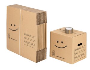 Pack 20 cartons à livres avec poignées + 1 adhésif offert