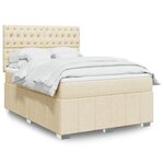 vidaXL Sommier à lattes de lit avec matelas Crème 140x190 cm Tissu