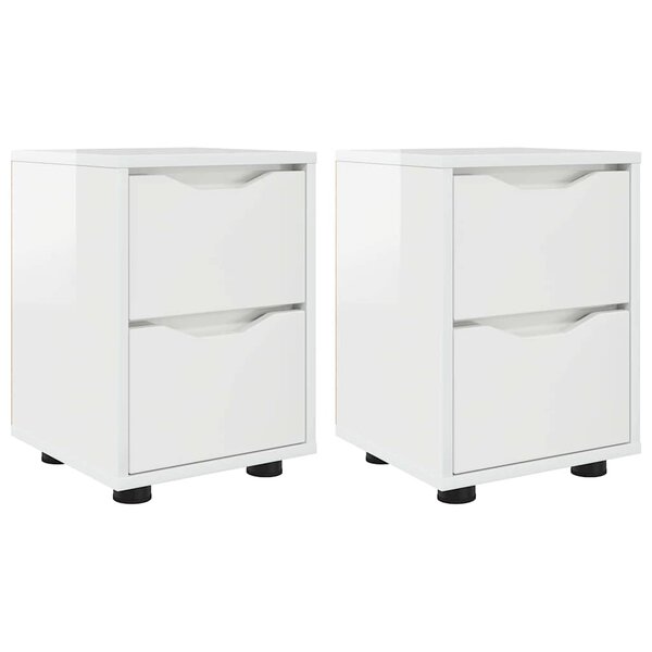 vidaXL Tables de chevet 2 Pièces Blanc brillant 30 5 x 30 x 43 cm