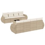 vidaXL Salon de jardin avec coussins 9 Pièces beige résine tressée