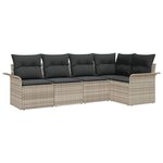 vidaXL Ensemble de canapé de jardin 5 Pièces Gris clair Poly rotin