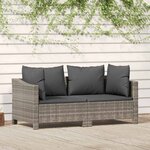 vidaXL Salon de jardin 2 Pièces avec coussins Gris Résine tressée