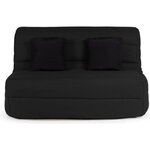 Banquette convertible tissu noir + 2 coussins noirs 140 x 99 x Hauteur 98 cm