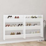 vidaXL Armoires à chaussures murales 2 Pièces Blanc 80x18x90 cm Aggloméré