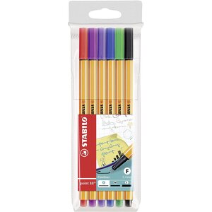 Pochette de 6 Stylos-Feutres POINT 88 Pointe Fine 0 4 mm couleurs assorties x 10 STABILO