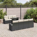 vidaXL Ensemble de canapé de jardin 8 Pièces Noir Poly Rattan