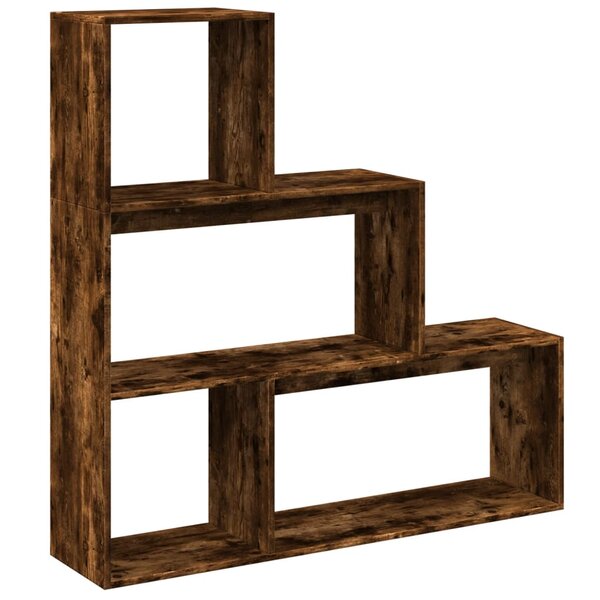 vidaXL Étagère séparatrice de pièce 3 niveaux chêne fumé 123x29x123 cm