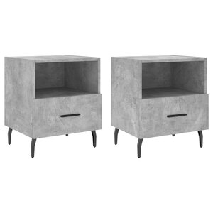 vidaXL Tables de chevet 2Pièces gris béton 40x35x47 5cm bois d’ingénierie