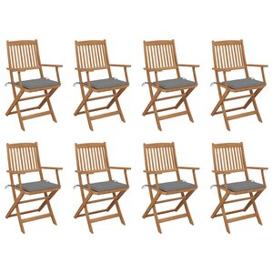 vidaXL Chaises pliables d'extérieur et coussins lot de 8 Bois d'acacia