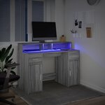 vidaXL Bureau et lumières LED sonoma gris 120x55x91cm bois ingénierie