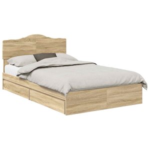vidaXL Lit de Rangement Chêne Sonoma 120 x 200 cm Bois d'ingénierie