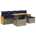 vidaXL Salon de jardin 6 Pièces avec coussins gris résine tressée