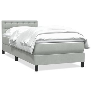 vidaXL Sommier à lattes de lit et matelas gris clair 90x220 cm velours