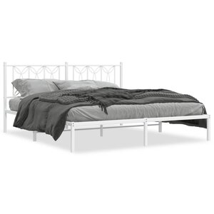 vidaXL Cadre de lit métal sans matelas et tête de lit blanc 180x200 cm