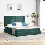 vidaXL Lit de rangement LED avec matelas Vert foncé 200 x 200 cm