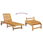 Fauteuil relax vidaXL avec des roulettes et un coussin gris foncé en bois massif