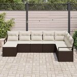 vidaXL Ensemble de canapé de jardin 8 Pièces Marron Poly rotin