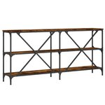 vidaXL Table console chêne fumé 160x30x75 cm bois d'ingénierie et fer
