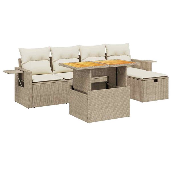 vidaXL Salon de jardin avec coussins 6 Pièces beige résine tressée