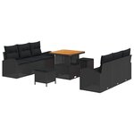 vidaXL Ensemble de canapé de jardin 9 Pièces Noir 80 x 80 x 71 cm