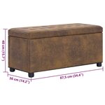 vidaXL Pouf de rangement 87 5 cm Marron Similicuir daim