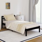 vidaXL Cadre de lit Bois de pin massif 90x200 cm Noir