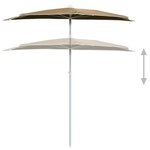 vidaXL Demi-parasol de jardin avec mât 180x90 cm Taupe
