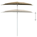 vidaXL Demi-parasol de jardin avec mât 180x90 cm Taupe