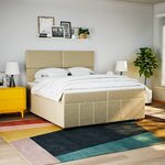 vidaXL Sommier à lattes de lit avec matelas Crème 200x200 cm Tissu