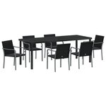 vidaXL Ensemble de repas de jardin de 7 pièces avec coussins en rotin poly noir.