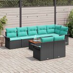 vidaXL Ensemble de canapé de jardin avec coussin 9 Pièces Noir polyrotin