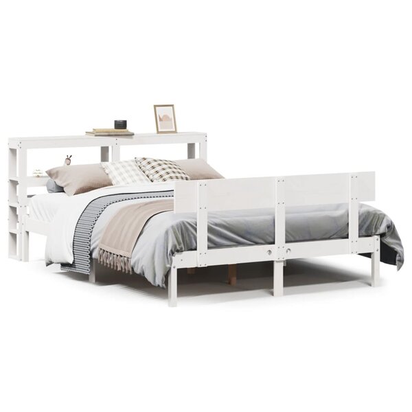 vidaXL Cadre de lit sans matelas blanc 140x200 cm bois de pin massif