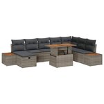 vidaXL Ensemble de canapé de jardin 9 Pièces Gris polyrotin