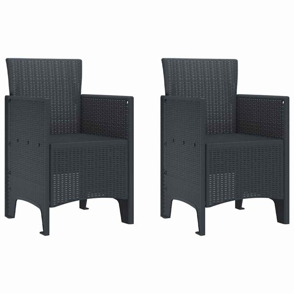 vidaXL Chaise de jardin 2 Pièces Anthracite 53 x 49 x 85 cm PP