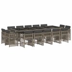 vidaXL Ensemble à manger de jardin 15 Pièces coussins gris résine tressée