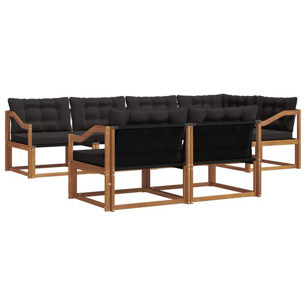 vidaXL Ensemble de canapés d'extérieur 7 pc Naturel et noir