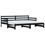 vidaXL Lit de jour avec lit gigogne noir 80x200 cm bois de pin massif