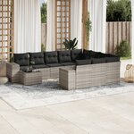 vidaXL Salon de jardin 11 Pièces avec coussins gris clair résine tressée