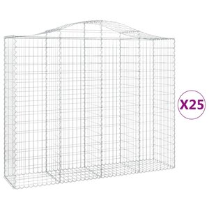 vidaXL Paniers à gabions arqués 25 Pièces 200x50x160/180 cm Fer galvanisé