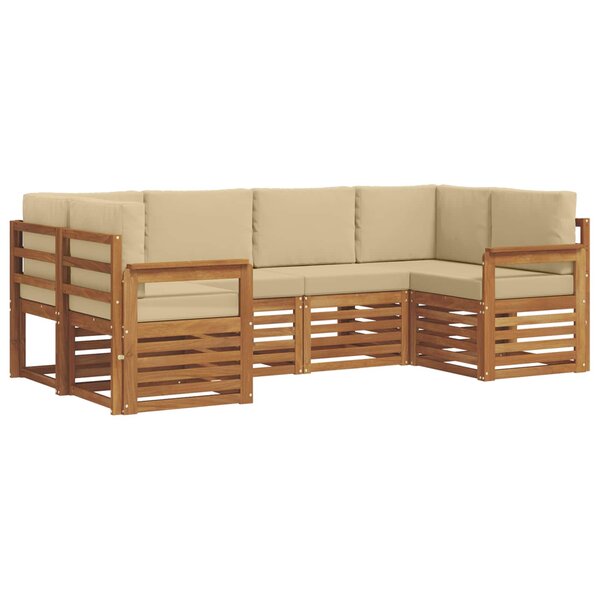vidaXL Ensemble de canapé d'angle avec coussin 6 Pièces Naturel