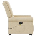vidaXL Fauteuil inclinable de massage électrique Crème Tissu