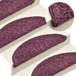 vidaXL Tapis d'escalier 15 pièces 56 x 17 x 3 cm Violet foncé Demi-rond