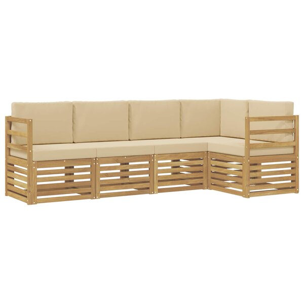 vidaXL Ensemble de canapés d'extérieur 5 Pièces Blanc et Beige